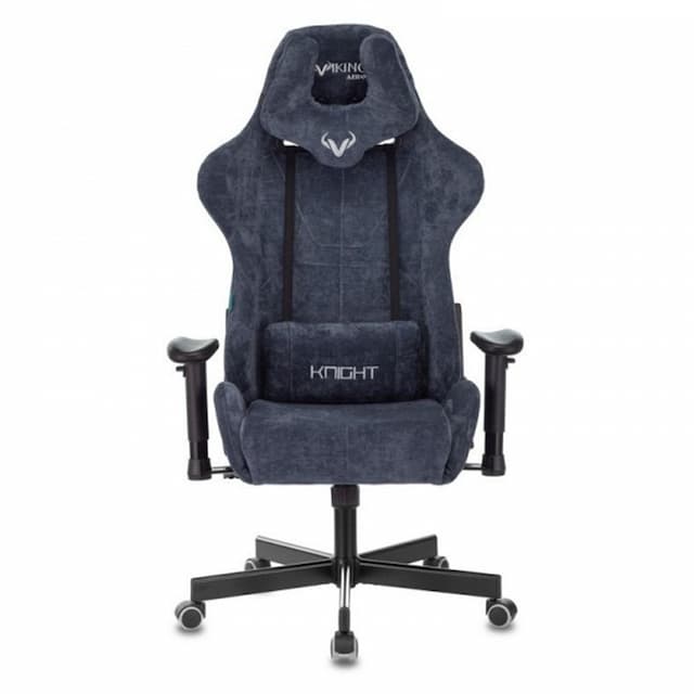 Кресло игровое Zombie VIKING KNIGHT Fabric синий Light-27 с подголов. крестов. металл