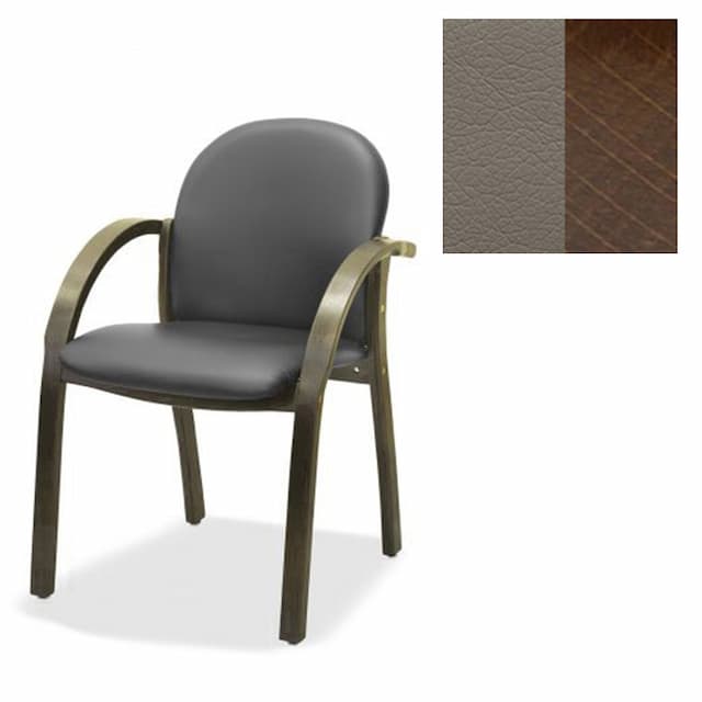 Офисный стул Юнитекс Джуно люкс экокожа премиум серо-коричневая CN6/дерево-орех