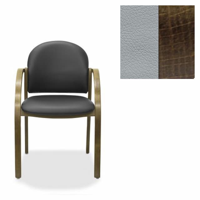 Офисный стул Юнитекс Джуно экокожа премиум светло-серая CN1132/дерево-тёмный орех аида