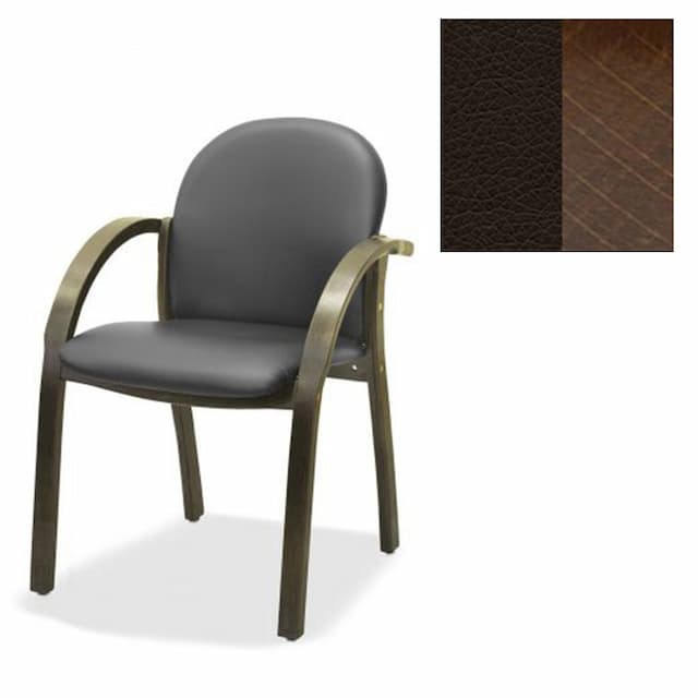 Офисный стул Юнитекс Джуно люкс экокожа премиум тёмно-коричневая CN1113/дерево-орех